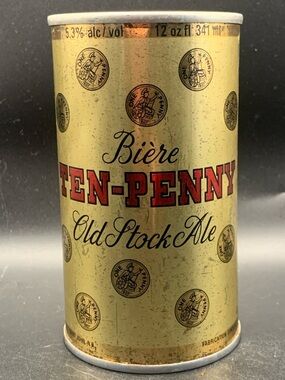 Vintage Beer Ten Penny Biere Beer Old Stock Ale Can Pull Tab Empty Steel Can